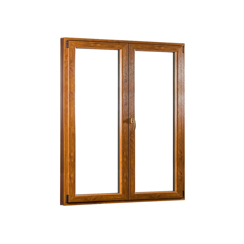 Skladova-okna Dvoukřídlé plastové balkónové dveře PREMIUM 1500 x 2080 bílá/zlatý dub