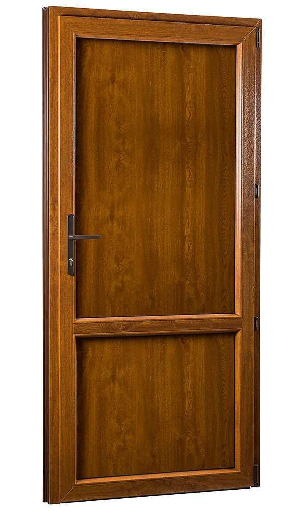 Skladova-okna Vedlejší vchodové dveře PREMIUM 431 plné pravé 880 x 2080 mm bílá/zlatý dub