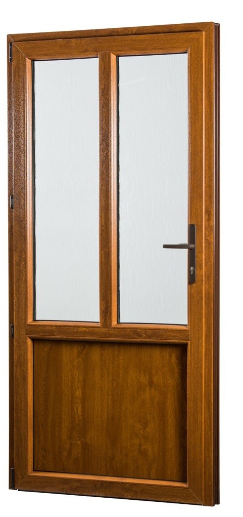 Skladova-okna Vedlejší vchodové dveře PREMIUM levé 980 x 2080 mm barva bílá/zlatý dub